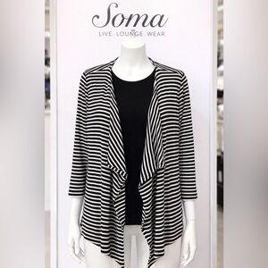 Soma Live Lounge Wear Striped Open Front Cardigan L – Cardigan Only